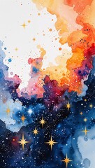 Sticker - An Abstract Star Map of the Universe watercolor in Fantasy & Abstract on plain white background