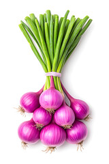 Wall Mural - A bunch of red onions isolated on white background