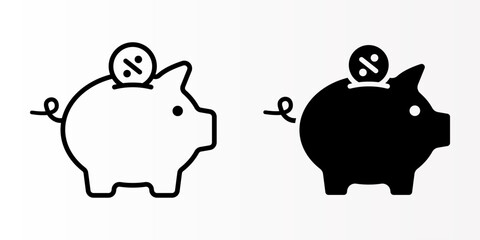 Wall Mural - Interests icons set. piggy bank sign. for mobile concept and web design. vector illustration on white background