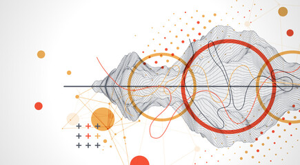 Poster - Trendy abstract wireframe background. Modern science or technology art elements. Surface illustration.