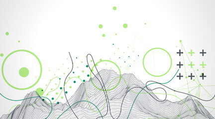 Poster - Trendy abstract wireframe background. Modern science or technology art elements. Surface illustration.