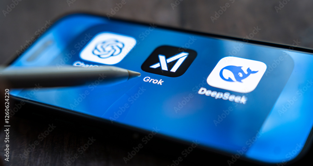 New Delhi, India. 12 February 2025 In this photo illustration Grok