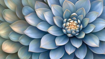 Wall Mural - Serene Blue Succulent Closeup Soft Light. AI Generated