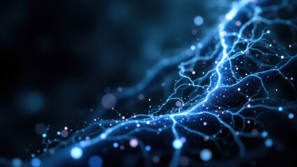 Wall Mural - Vagus Nerve Stimulation - Image of electronic circuit with blue lighting effect, resembling a neural network or electrical activity in the brain.
