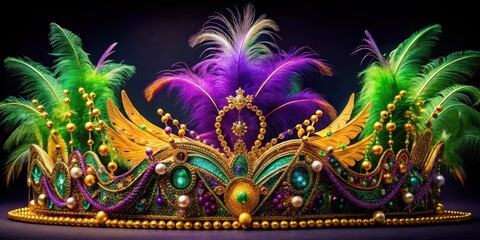 Wall Mural - mardi gras float with feathers and sequins, jazz age decoration, festive mardi gras display