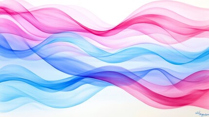 Wall Mural - abstract pink and blue wave flow - fluid, abstract artwork featuring flowing pink and blue waves on 