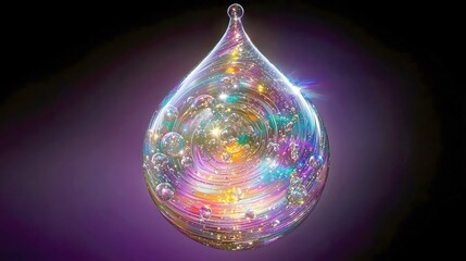 Wall Mural - cosmic drop: a mesmerizing journey into the vibrant universe captured in a single iridescent drop. e