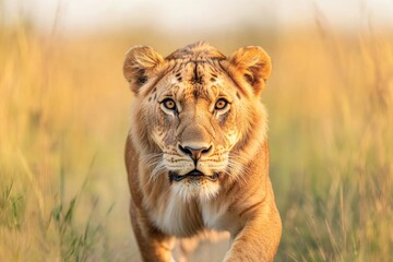  majestic lion or tiger captured in natural habitat with ample copy space in backdrop for text or design