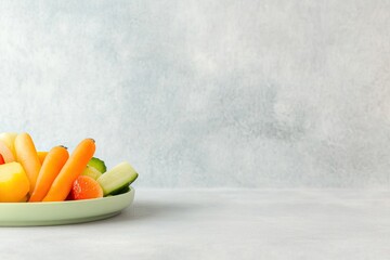 cheerful plate of healthy children food arranged creatively with colorful fruits and vegetables capturing attention