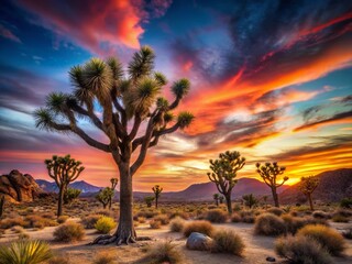 Wall Mural - Surreal Joshua Tree Sunset: Abstract Desert Landscape Photography