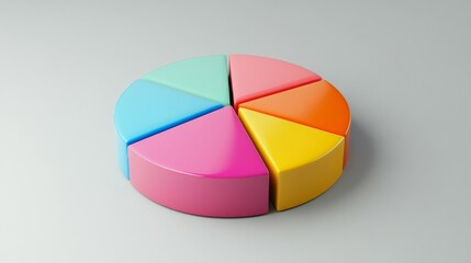 Aufkleber - A professional pie chart depicting monthly expense distribution, with bright segments for categories like rent, groceries, and entertainment, set against a simple gray background.
