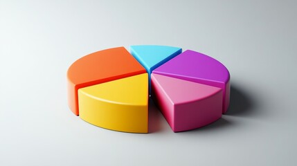 Aufkleber - A professional pie chart depicting monthly expense distribution, with bright segments for categories like rent, groceries, and entertainment, set against a simple gray background.