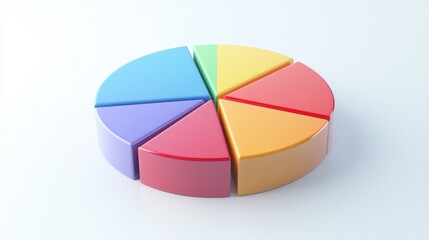 Wall Mural - A simple, clear pie chart illustrating household financial planning, with different categories for savings, bills, and leisure, presented on a clean white surface.