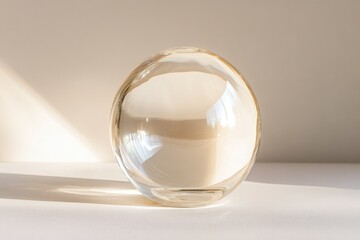 Wall Mural - minimalistic glass orb reflecting light on a gradient gray background in symmetrical arrangement