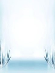 Wall Mural - serene blue landscape - tranquil of stylized plants reflected on a calm blue surface, ideal for mini