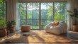 © Sopacha - Cozy reading space with large windows, a comfortable chair, and soft natural light