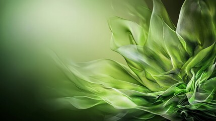 Poster - Nature abstract art gradual green tones over negative spaces in a tranquil close-up view