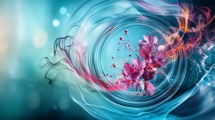 Aufkleber - Spinning concentric circles of blossoms abstract art digital design vibrant colors close-up nature-inspired