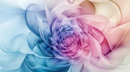 Poster - Pastel spiral rotations in an abstract floral digital art environment a smooth artistic viewpoint