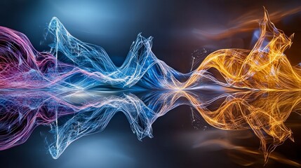Fototapete - Dynamic sound wave flow visualization abstract art digital artwork colorful environment artistic perspective