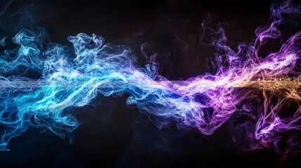Poster - Colorful abstract art of sound vibrations from musical instruments with digital smoke wave visualizations