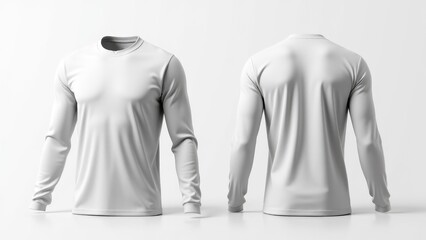 Wall Mural - Long sleeve front and back mockup of a plain white shirt.