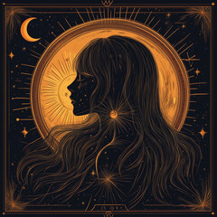 Wall Mural - illustration set of moon phases. different stages of moonlight activity in vintage engraving style. 