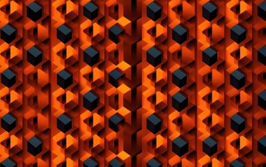 Geometric 3D Cube Pattern Design Flat Style Orange Black
