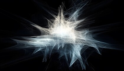 Poster - Abstract view of light trails forming intricate geometric shapes in a dark room, cinematic composition capturing dynamic motion and mystery