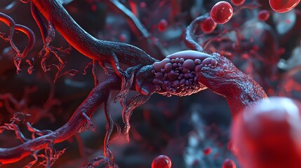 Poster - A captivating and highly detailed microscopic view showcasing the intricate structures and vibrant colors of various microbial cells and organisms