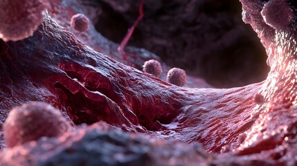 Poster - A high magnification close up view of a detailed cellular structure showcasing the intricate patterns and textures found within a biological sample