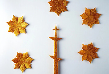 Wall Mural - a glittering firework in the shape of a tree, its sparks resembling golden leaves, sticker pack, on 