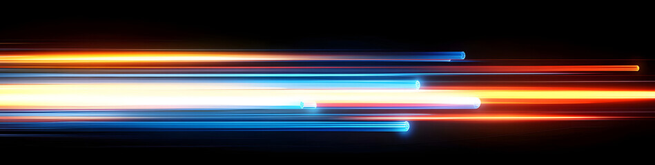 Leinwandbilder - Abstract background with blurred multicolored light trails and streaks creating a dynamic energetic and futuristic visual effect suggesting high speed movement and digital technology