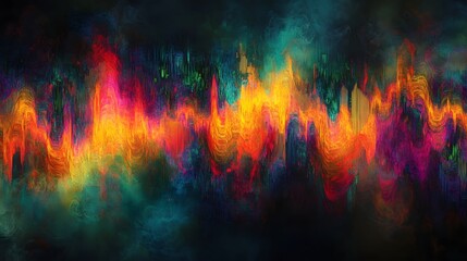 Aufkleber - Captivating abstract artwork featuring a mesmerizing explosion of vivid swirling colors and dynamic flames in a surreal