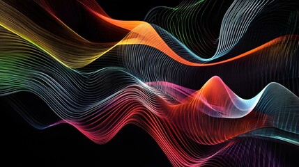 Poster - Captivating abstract digital art featuring a mesmerizing display of fluid dynamic lines and curves in a vivid spectrum of vibrant colors and smooth gradients  The image creates a captivating