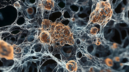 Fototapete - Captivating abstract digital art piece showcasing mesmerizing fractal patterns and organic microscopic structures  This visually striking and futuristic design evokes a sense of complexity technology