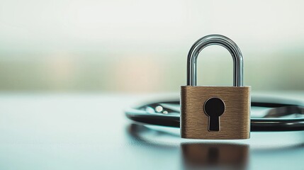 Poster - A close-up of a padlock resting on a surface, symbolizing security and protection.