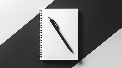 Wall Mural - Notebook with pen isolated on black background. 3d illustration.