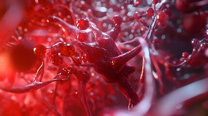 Fototapete - Captivating and dynamic splash of vibrant red water in motion creating a mesmerizing and energetic visual effect with shimmering droplets and fluid transparency