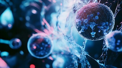 Leinwandbilder - Captivating digital microscopic patterns that showcase the intricate dynamic and visually stunning structures of molecules cells and particles within the vast and mysterious cosmos