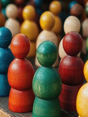 Wall Mural - Wooden Figurines on Table