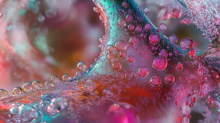 Aufkleber - Captivating Microscopic Abstraction of Colorful Liquid Textures and Patterns in Nature   Vibrant Iridescent