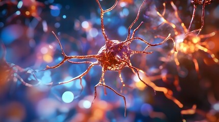 Leinwandbilder - Captivating microscopic view of the intricate neural network and anatomy of the cerebral cortex showcasing the vibrant complex and interconnected structure of the brain s gray matter