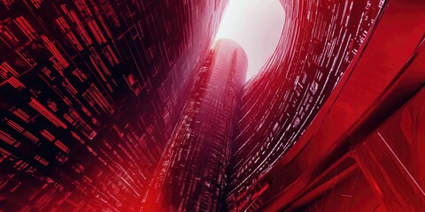 Wall Mural - tall building with red lights