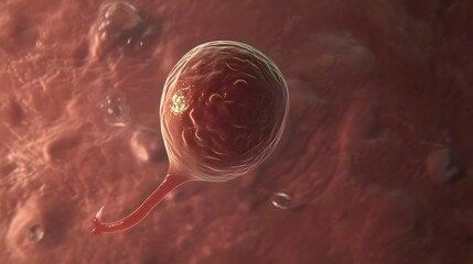 Poster - Close up microscopic view of developing embryonic cells organelles and molecular structures in a scientific research laboratory setting  Conceptual image for biology genetics medicine