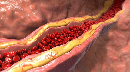 Aufkleber - Close up view of the internal structure of the human heart showing detailed cardiovascular system with blood vessels arteries and tissue