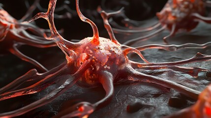 Leinwandbilder - Close up view of the intricate and interconnected network of neurons within the brain showcasing the complex structure and function of the nervous system