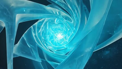 Wall Mural - Abstract Swirling Light: A mesmerizing swirl of luminous, translucent turquoise forms converge on a central point of brilliant white light, creating a hypnotic and ethereal abstract pattern.