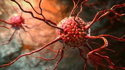 Fototapete - Closeup Detailed Microscopic View of the Complex Neural Network and Cell Structure within the Nervous System  Intricate Anatomical Organic Pattern of Neurons