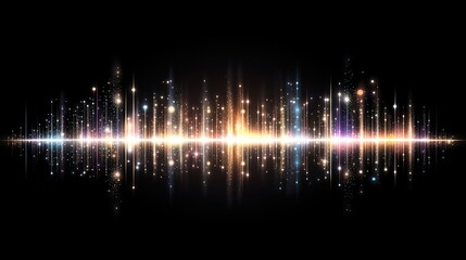 Wall Mural - abstract representation of a sound wave showcases colorful spectrum patterns in red and purple again